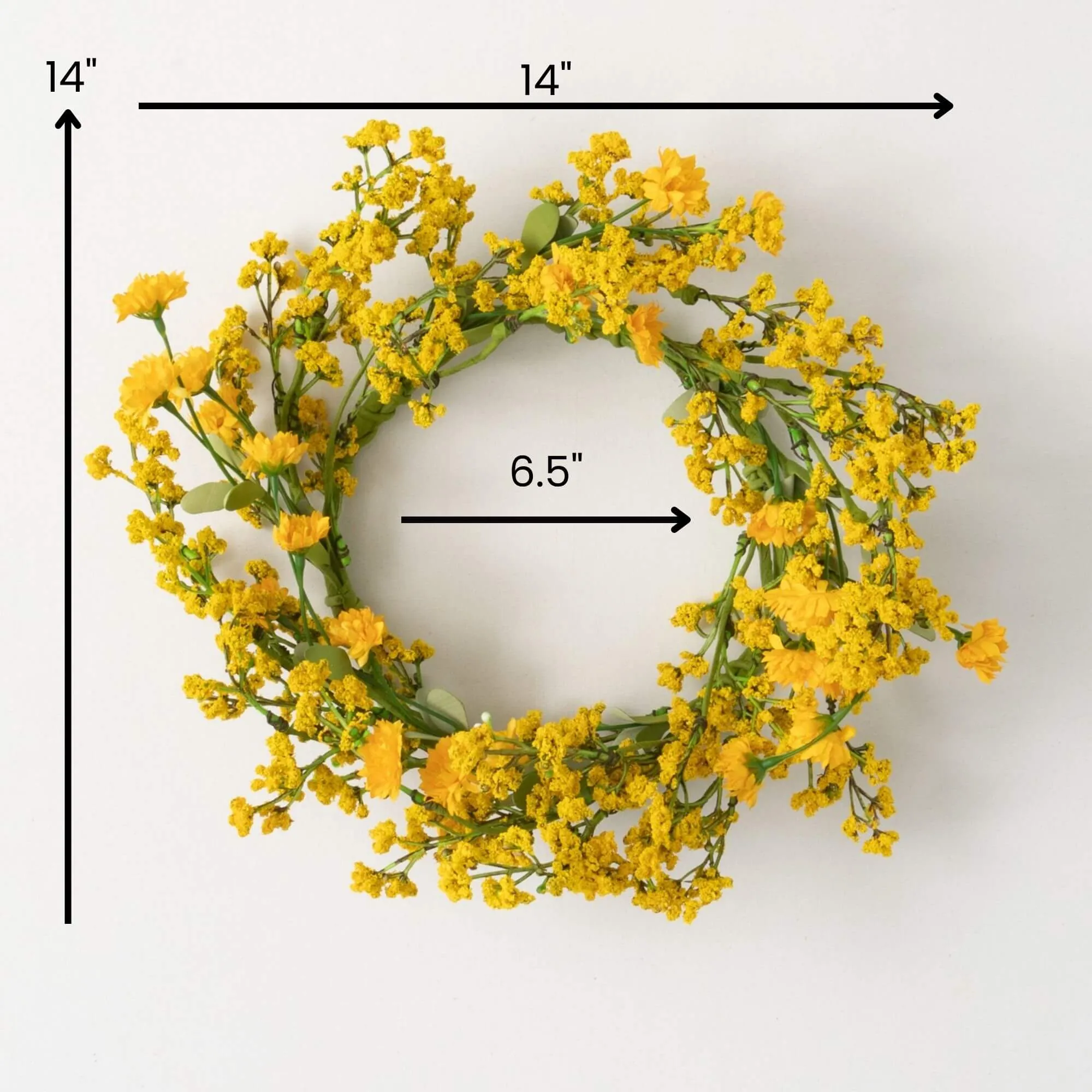 14"H Sullivans Yellow Wildflower Small Wreath, Yellow