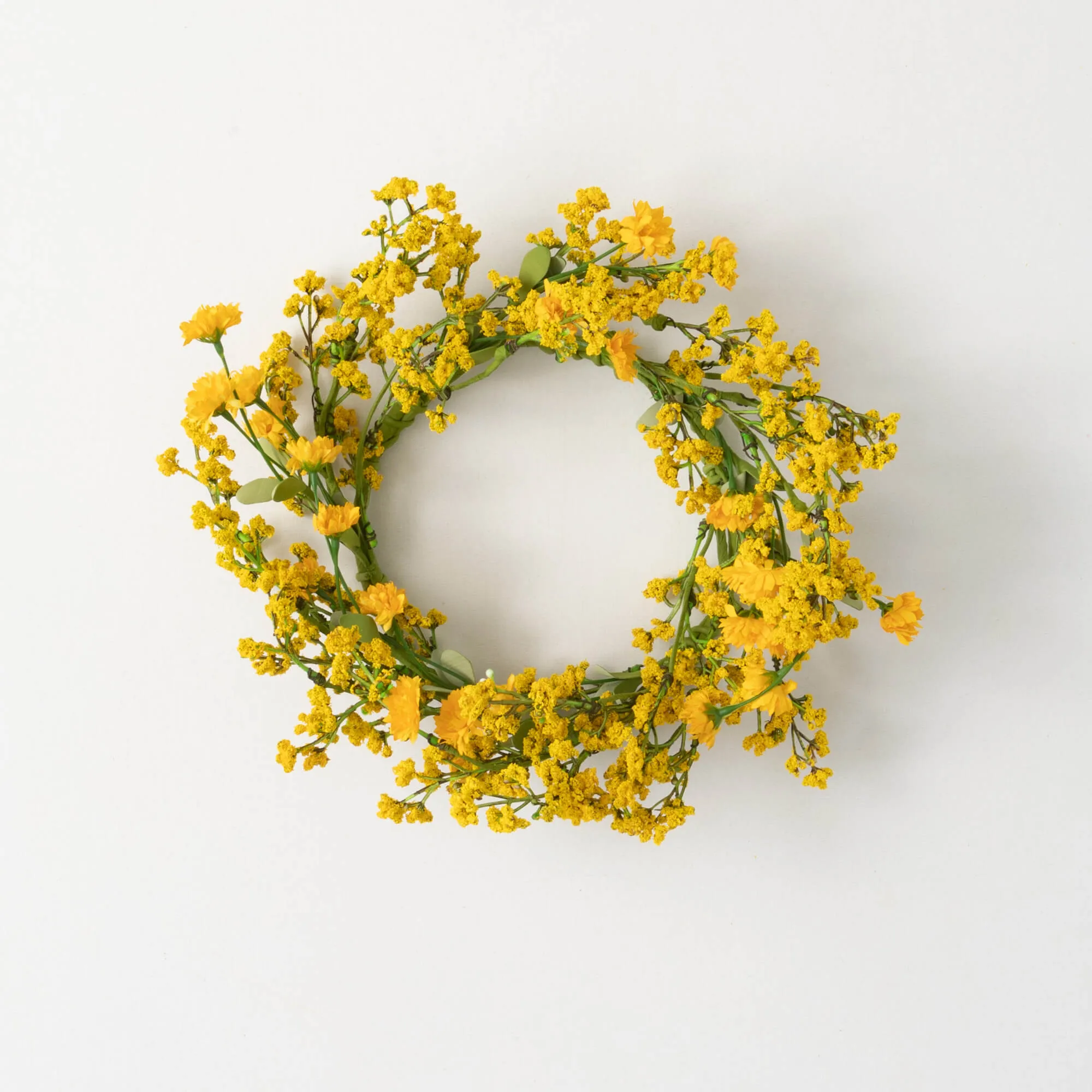 14"H Sullivans Yellow Wildflower Small Wreath, Yellow