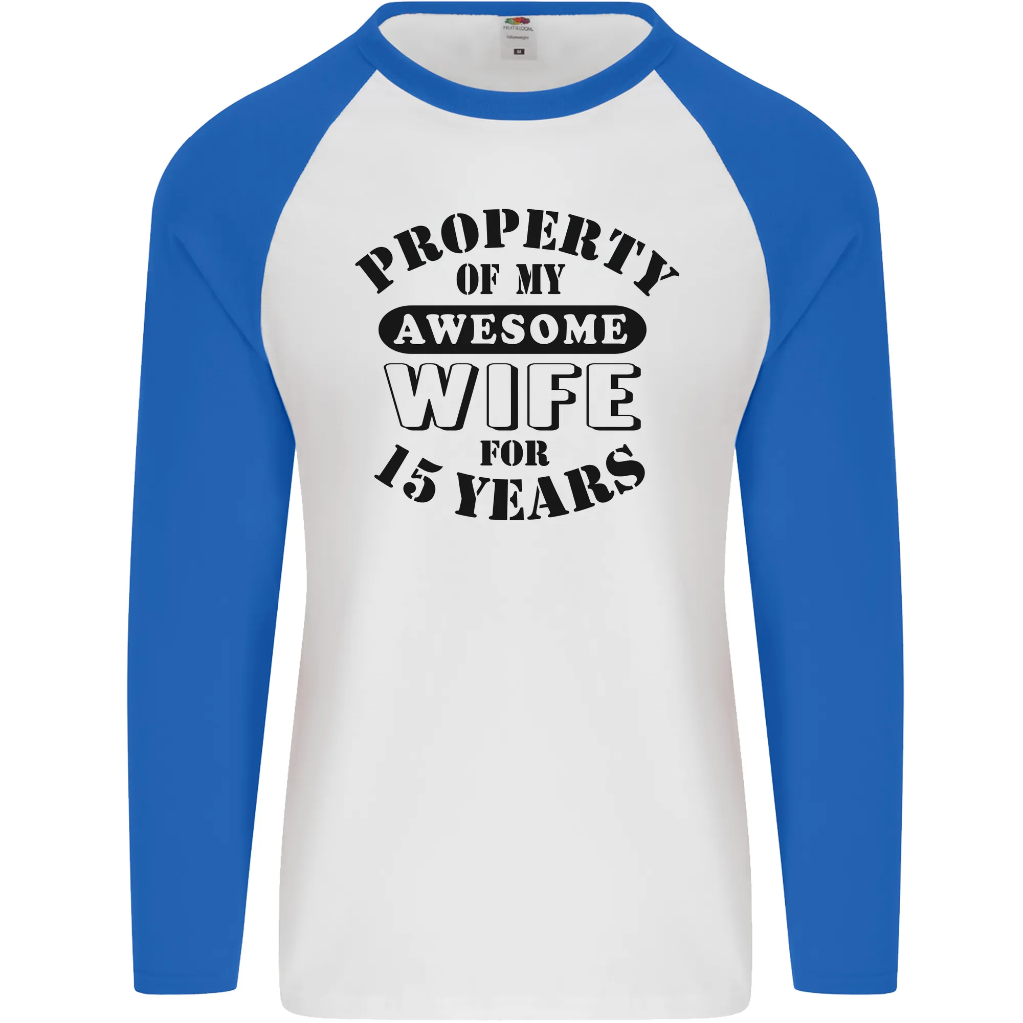 15th Wedding Anniversary 15 Year Funny Wife Mens L/S Baseball T-Shirt