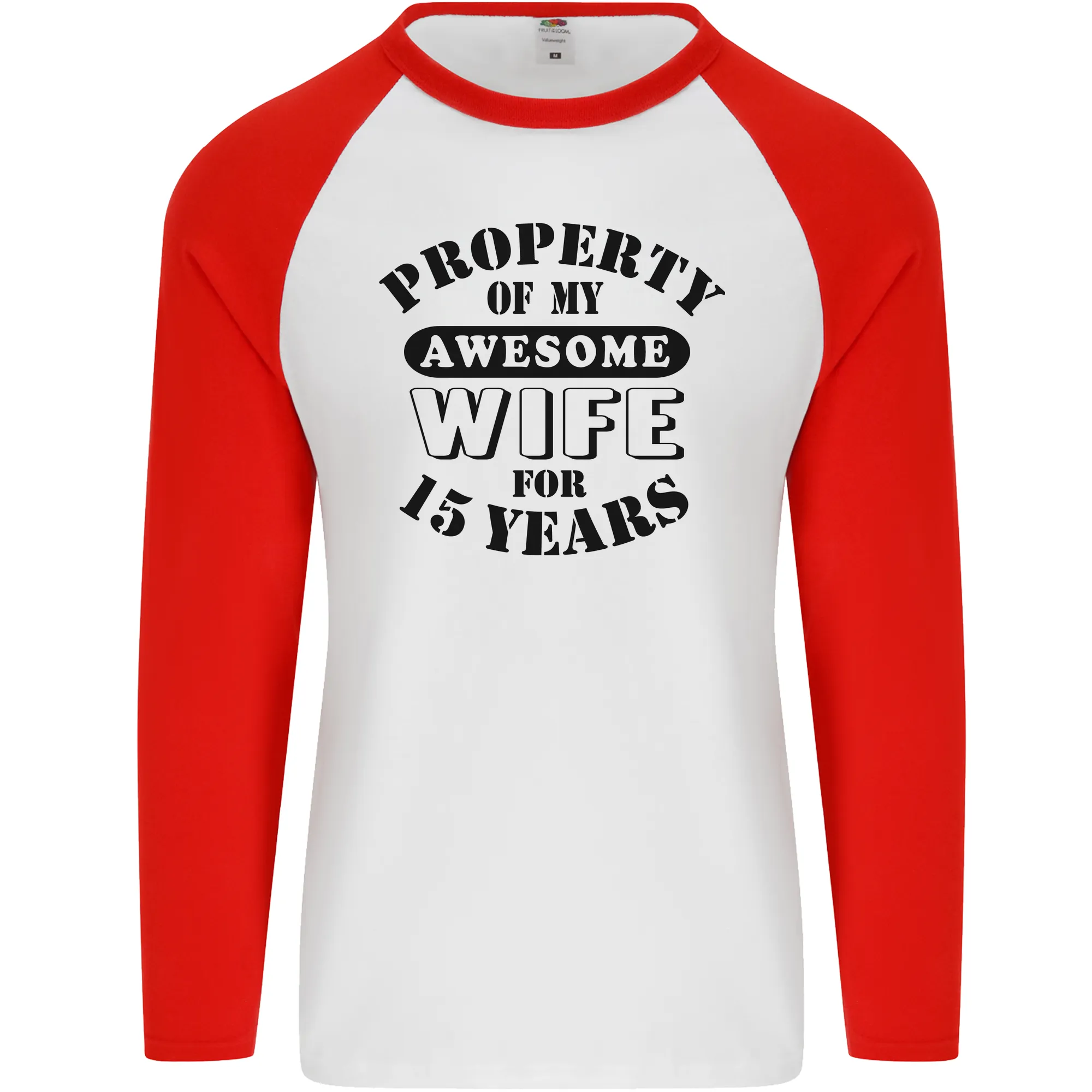 15th Wedding Anniversary 15 Year Funny Wife Mens L/S Baseball T-Shirt