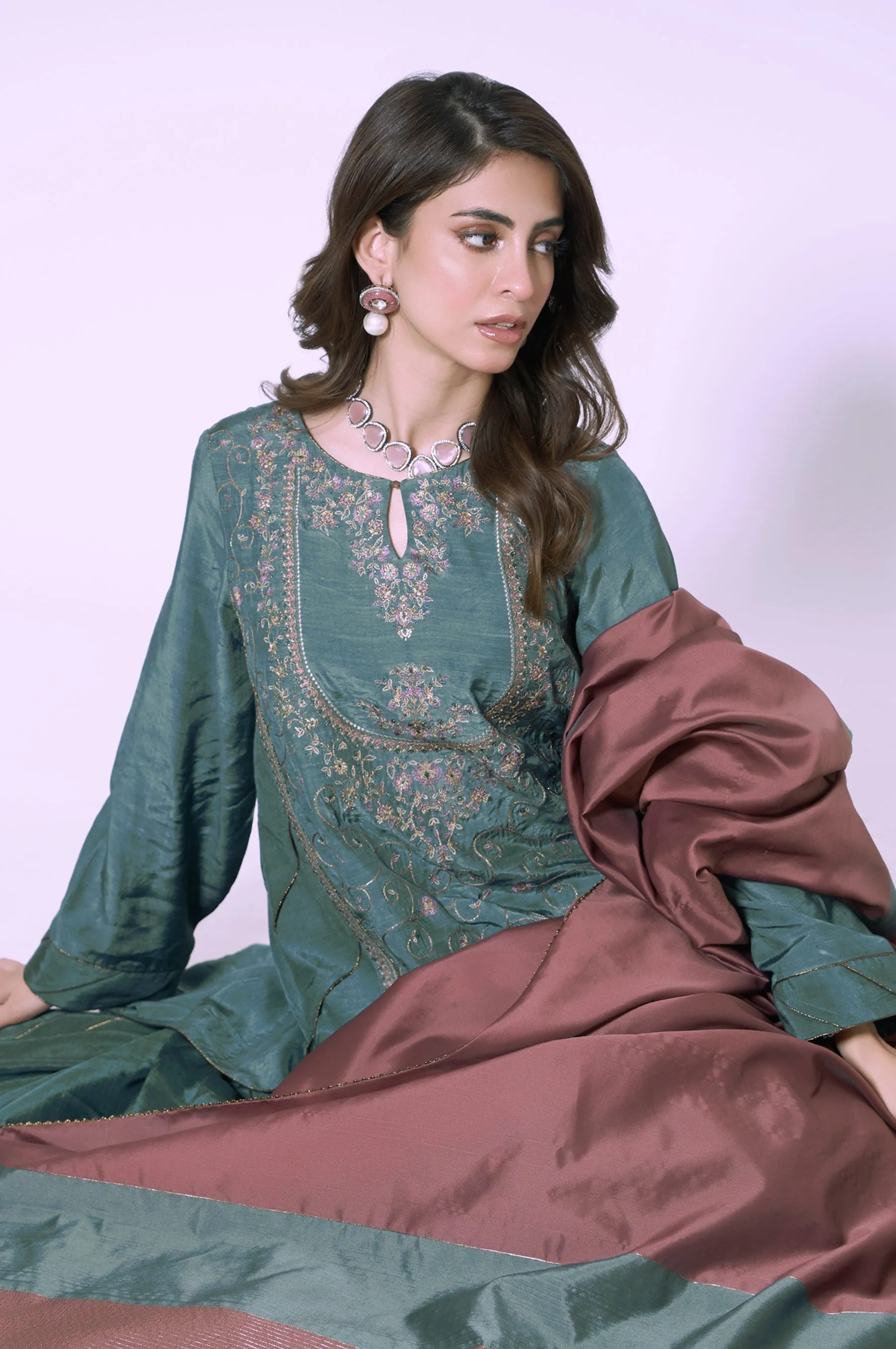 3 Pieces Unstitched Embroidered Rawsilk Suit