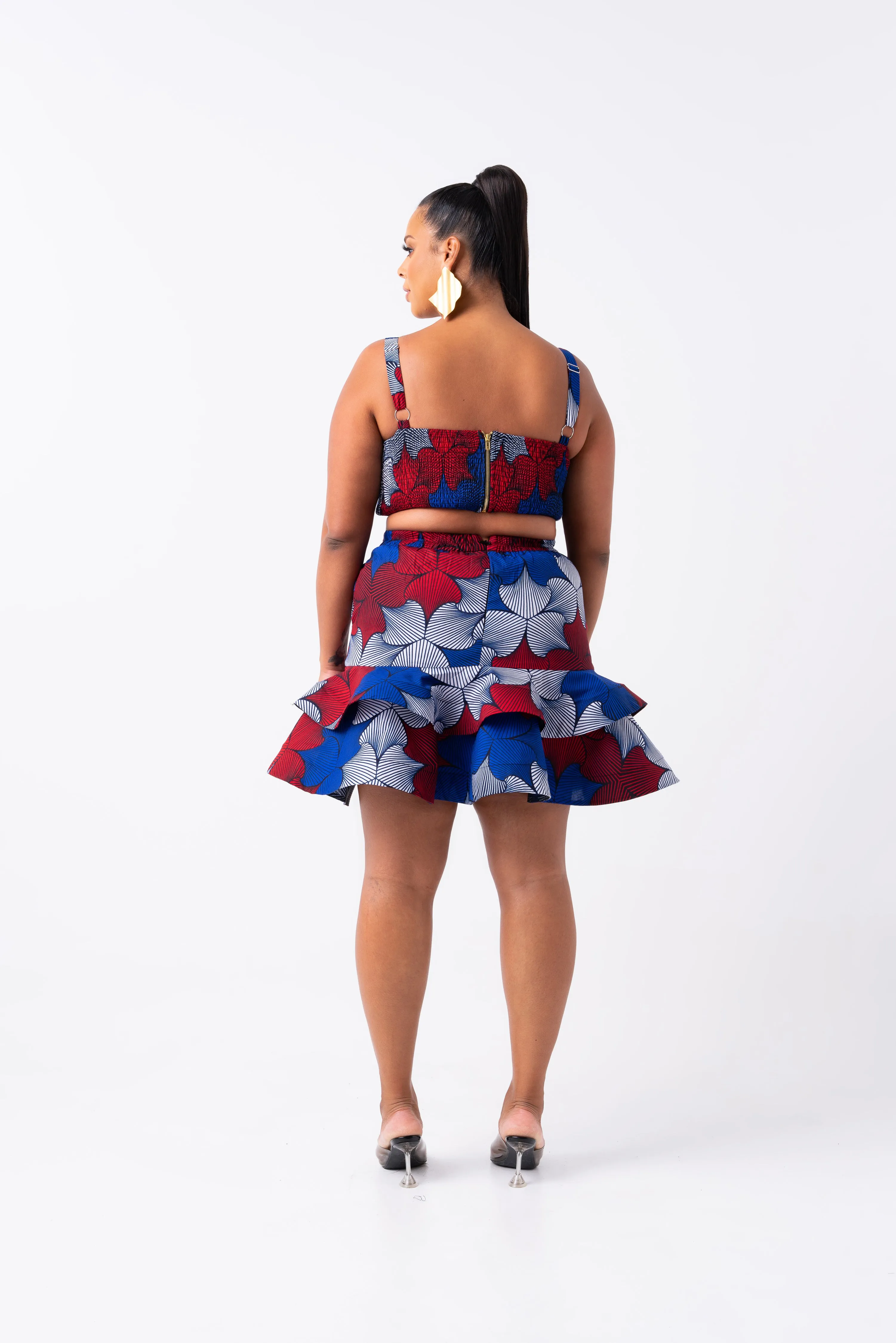 ABIKE African Print Layered Mini Skirt