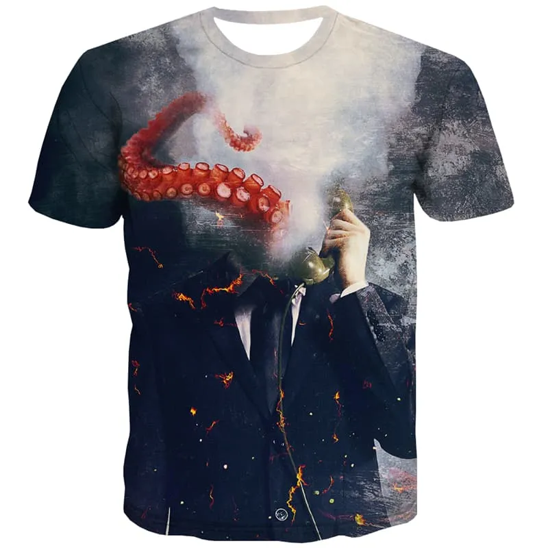 Abstract T-shirt Men Flame T-shirts 3d Phone Tshirts Novelty Psychedelic Tshirt Anime