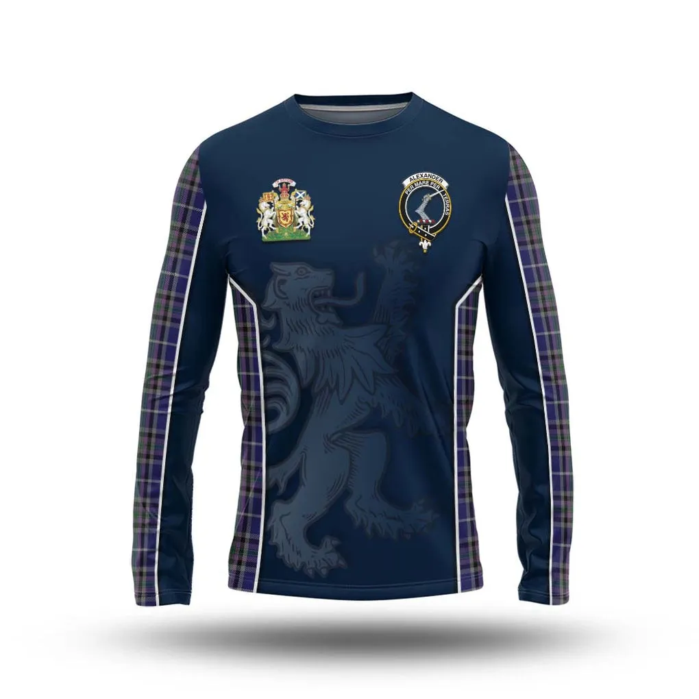 Alexander of Menstry Tartan Long Sleeve T-Shirt with Family Crest and Lion Rampant Vibes Sport Style