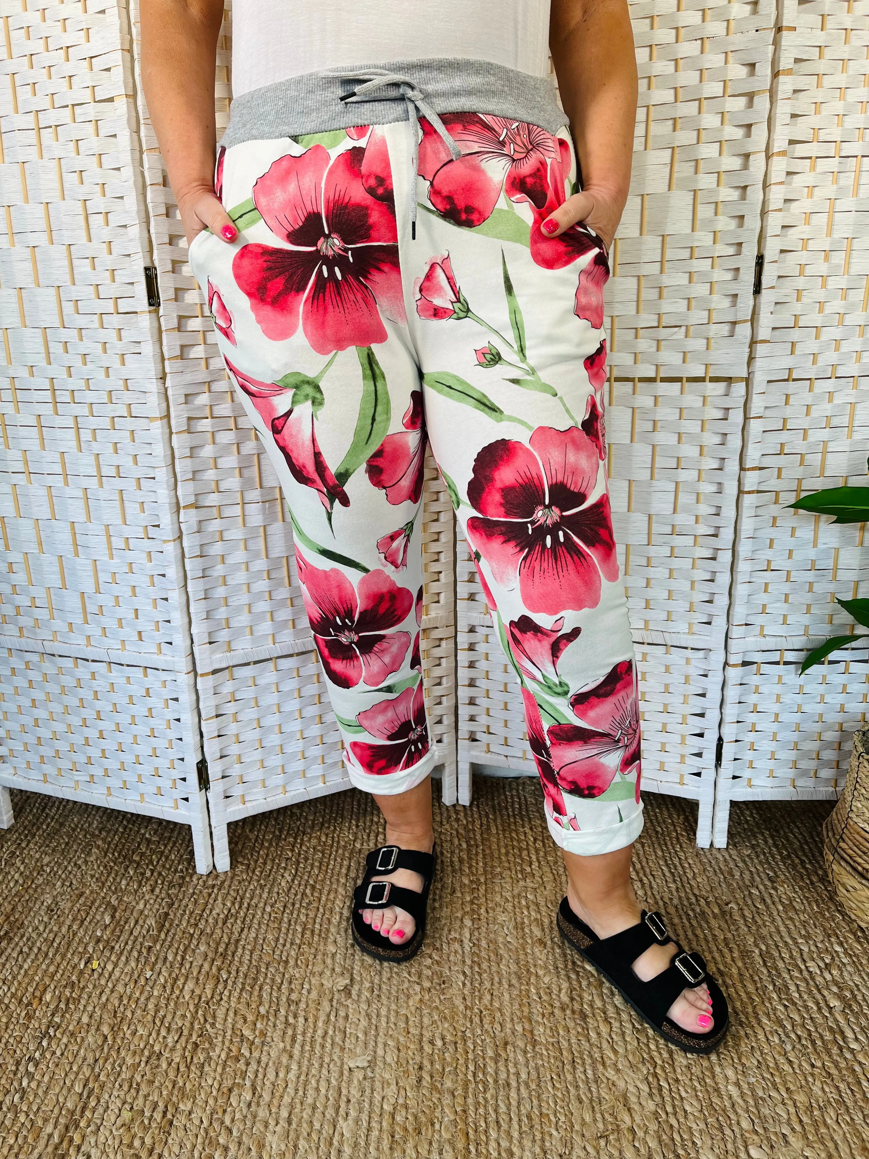 Alice Joggers Fiery Florals - Raspberry