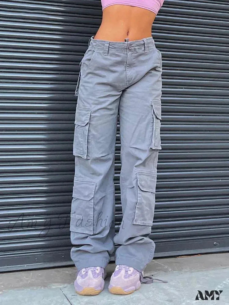 Amy Fashion - Vintage Grey Cargo Pants