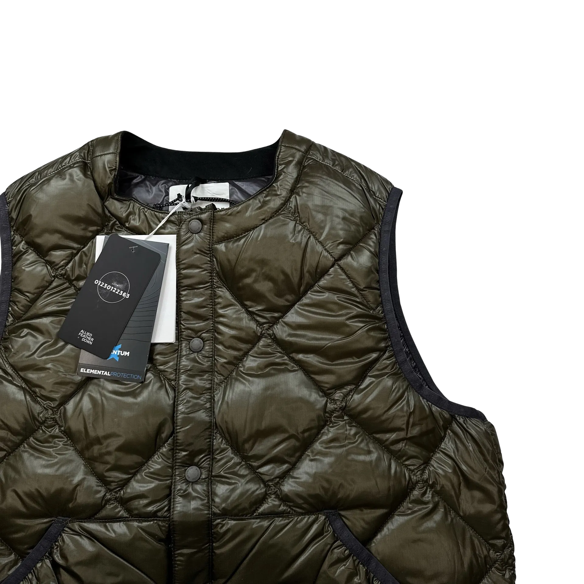 And Wander Khaki Pertex Diamond Quilted Puffer Vest - Medium