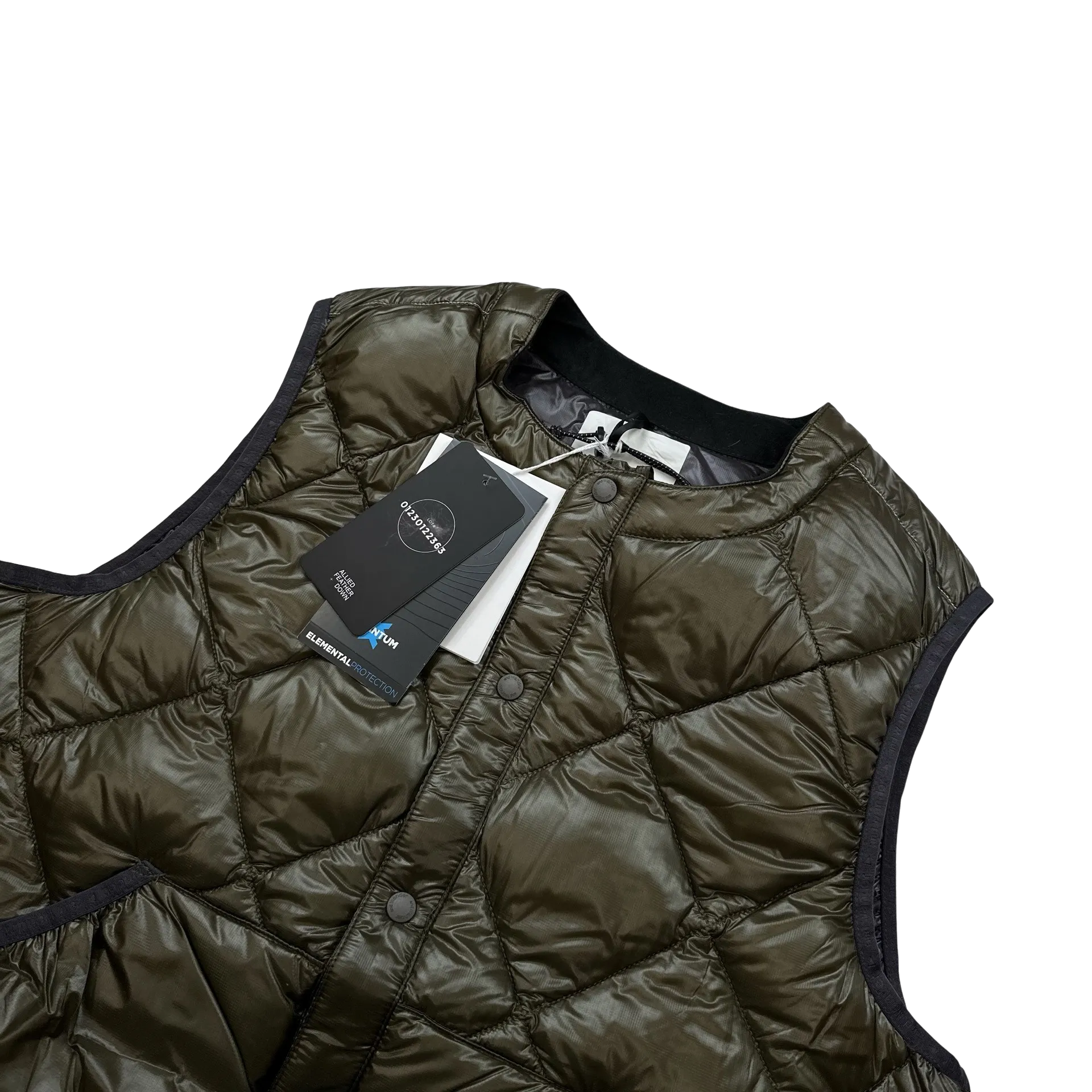 And Wander Khaki Pertex Diamond Quilted Puffer Vest - Medium