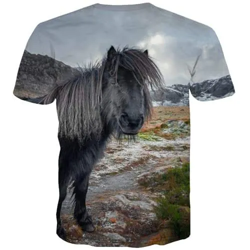 Animal T shirts Men Horse Tshirts Cool Landscape Tshirt Printed Funny Tshirts Casual Leisure T shirts Funny Short Sleeve