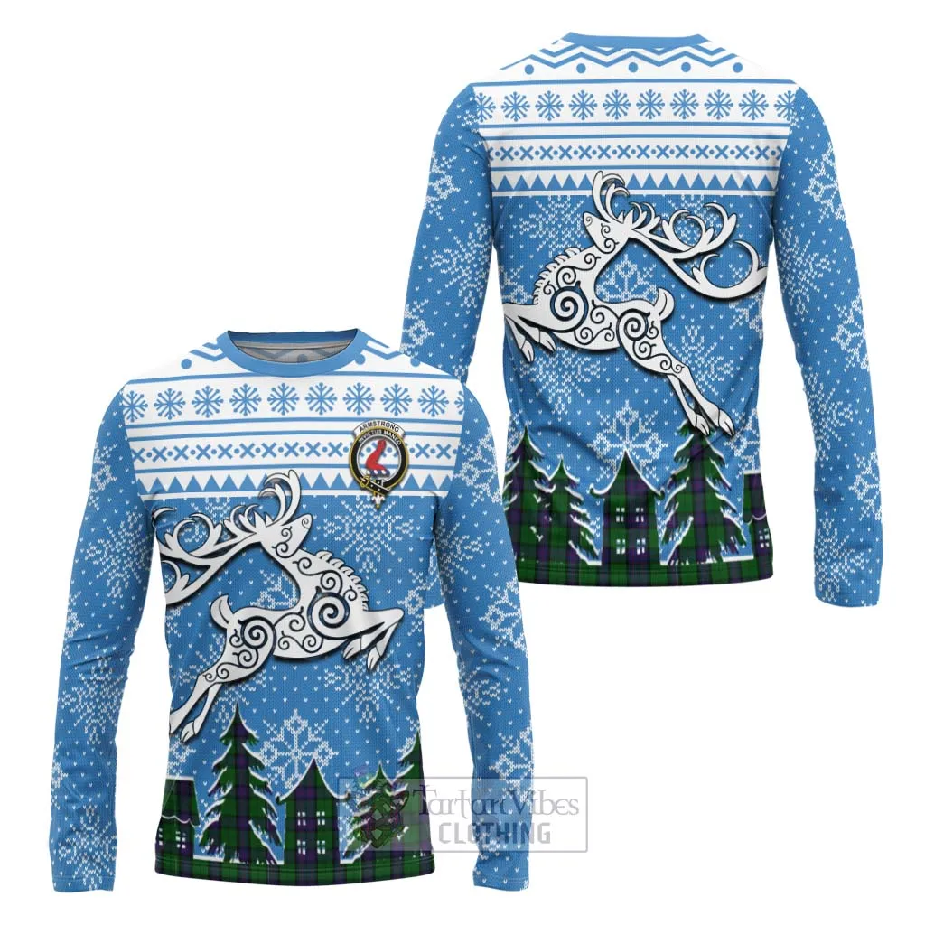 Armstrong Clan Christmas Long Sleeve T-Shirt Celtic Reindeer Style