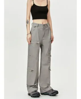 Asymmetric Zipped Pocket Cargo Pants