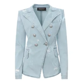 Balmain Double-Breasted Denim Jacket/Blazer. Size 34FR