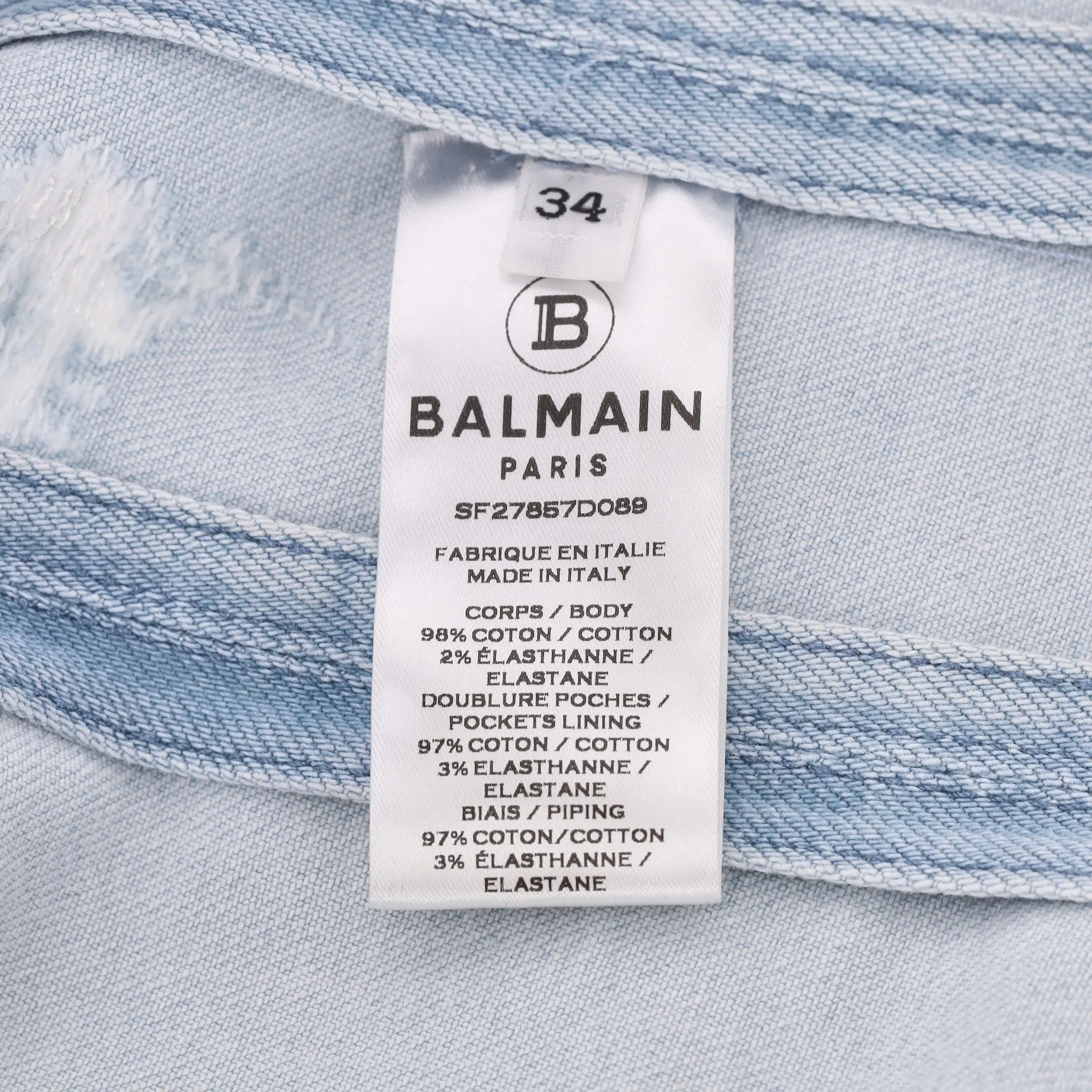 Balmain Double-Breasted Denim Jacket/Blazer. Size 34FR