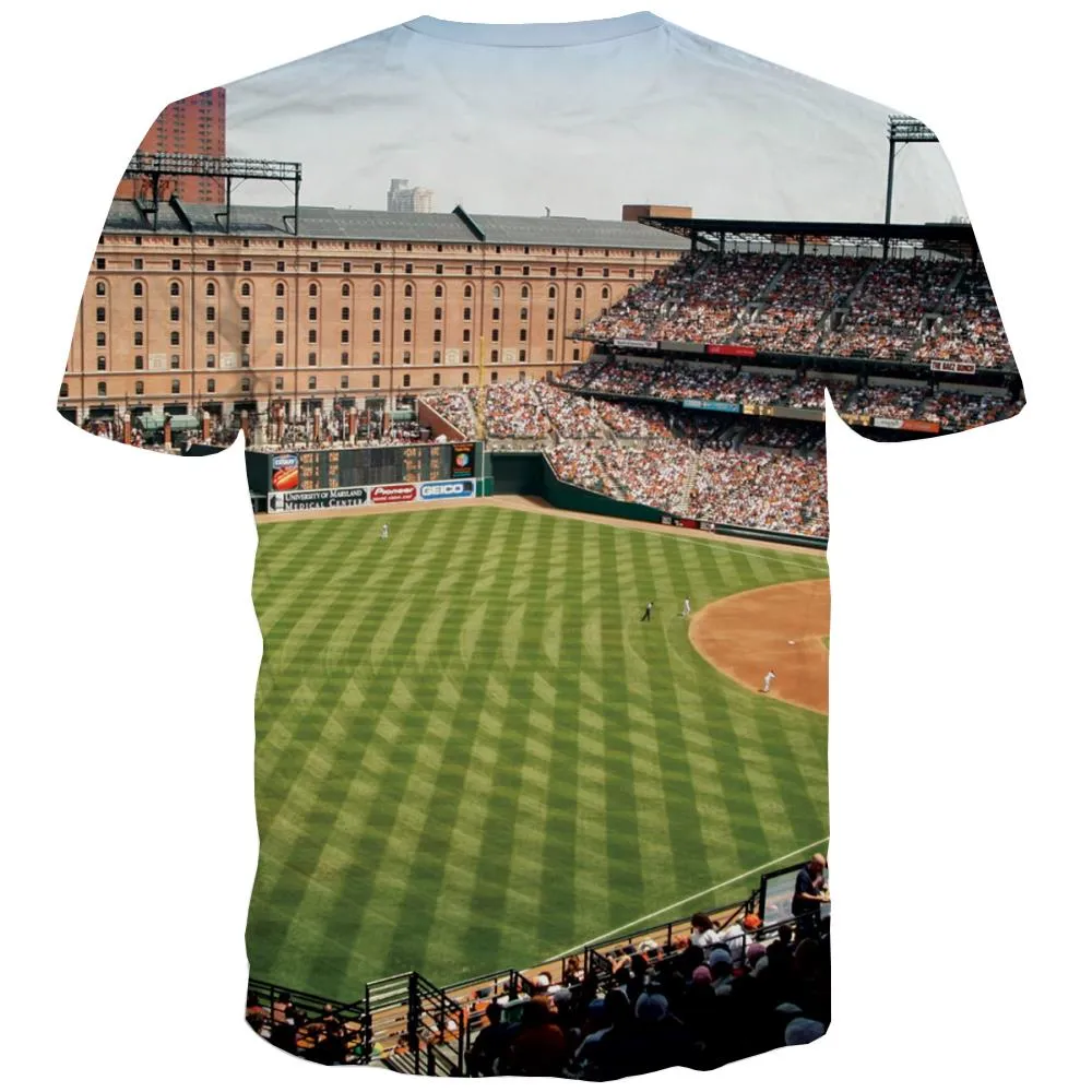 Baseball T shirts Men Stadium Shirt Print Game Tshirts Novelty White T-shirts Graphic