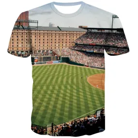 Baseball T shirts Men Stadium Shirt Print Game Tshirts Novelty White T-shirts Graphic