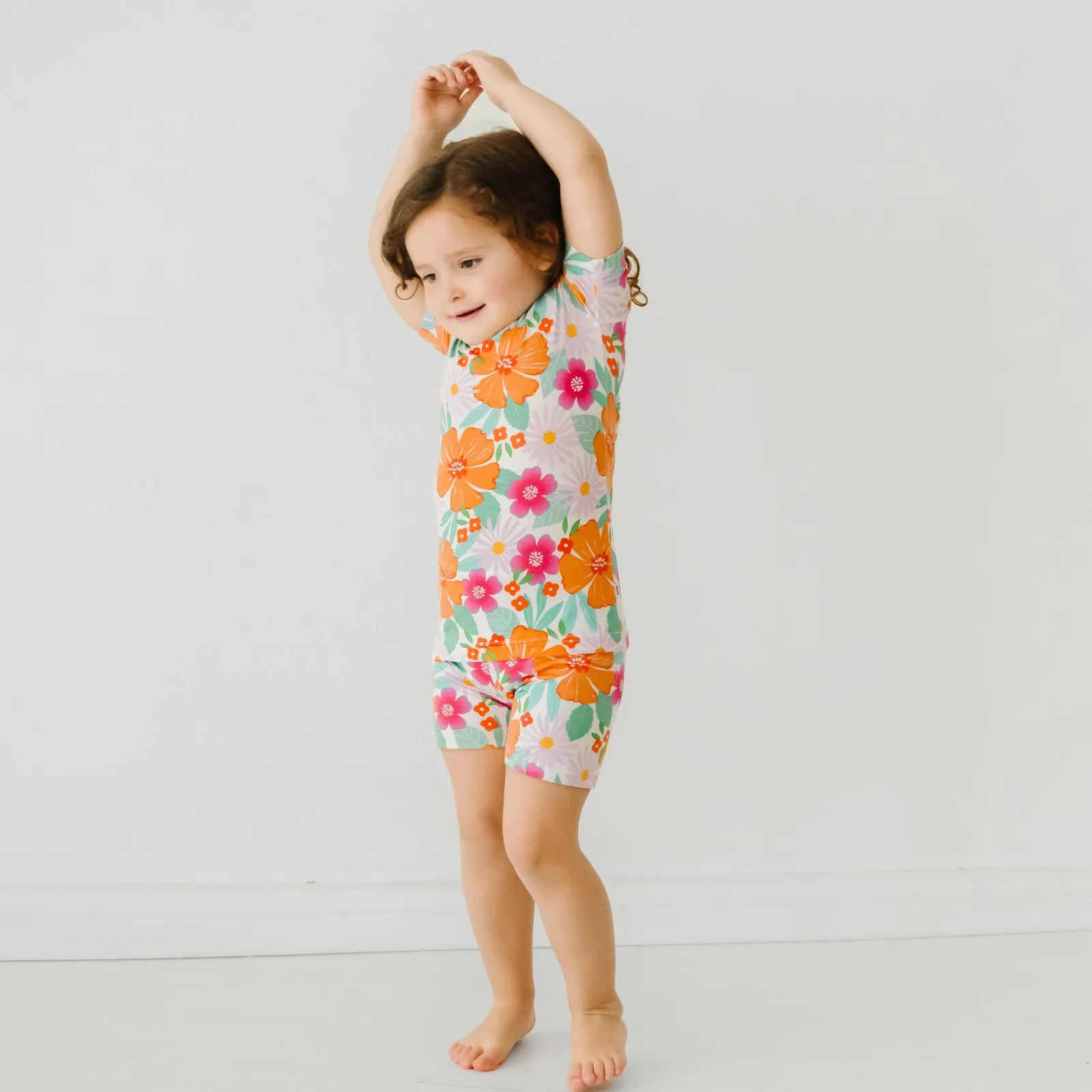 Beachy Blooms Two-Piece Short Sleeve & Shorts Pajama Set