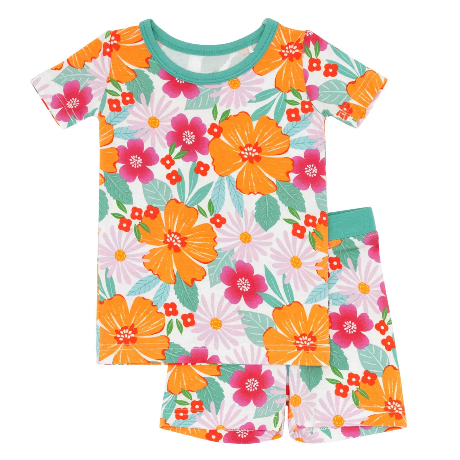 Beachy Blooms Two-Piece Short Sleeve & Shorts Pajama Set