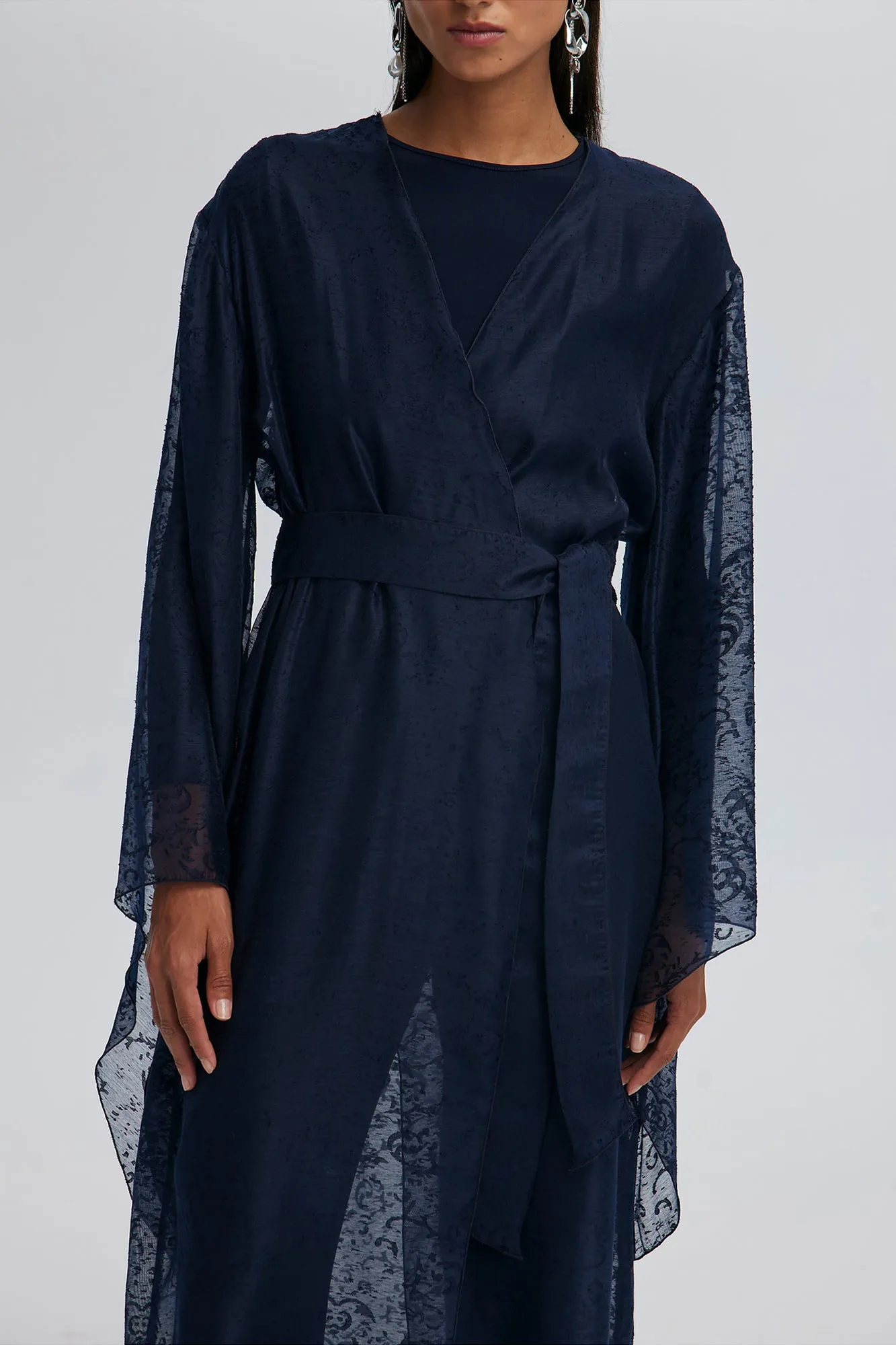 BELTED CHIFFON KIMONO