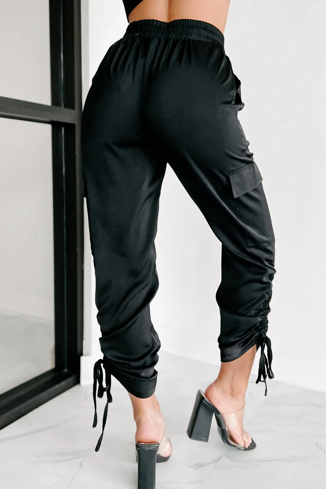 Better Off Single Ruched Cargo Pants (Black)