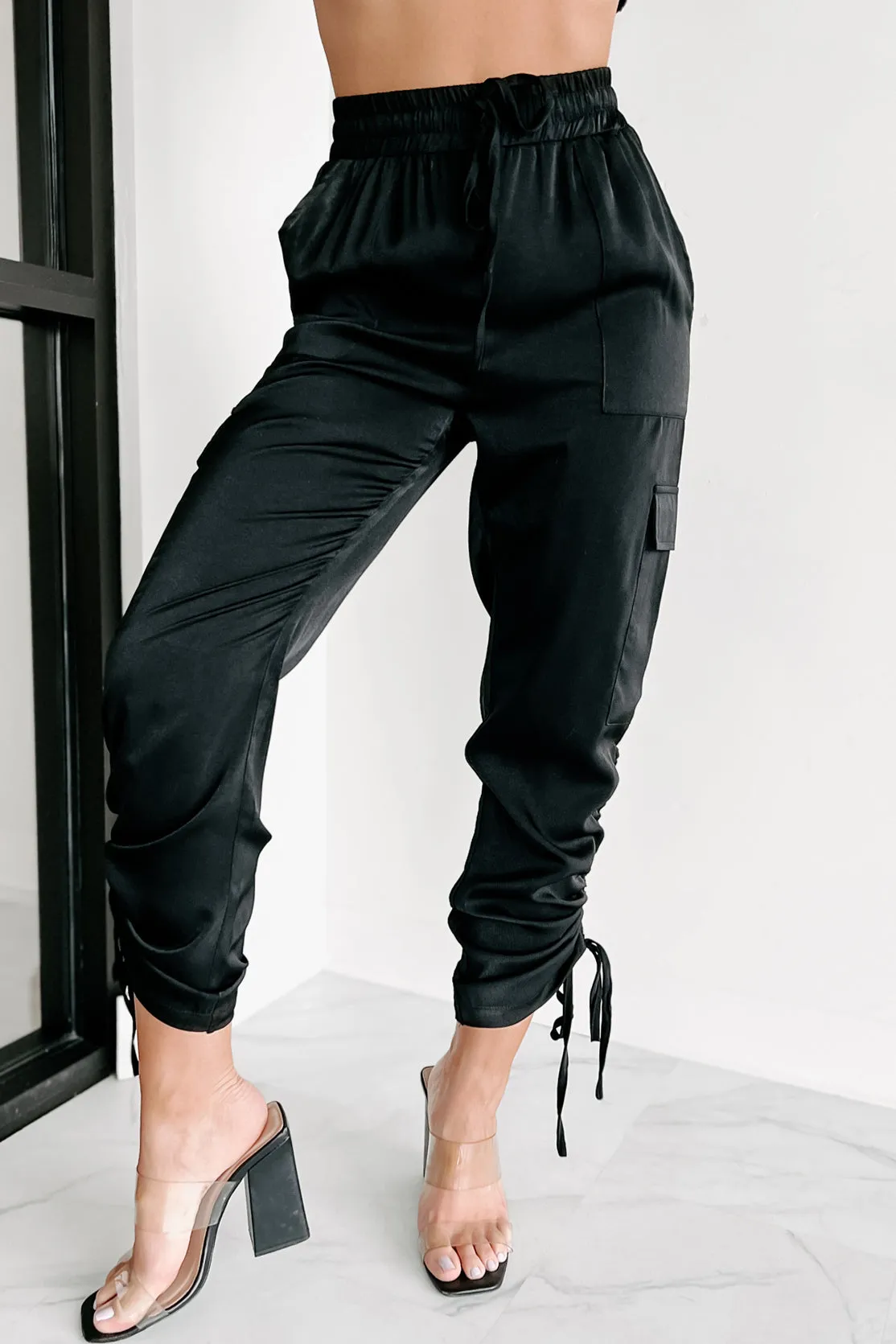 Better Off Single Ruched Cargo Pants (Black)