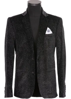 Black Diamond Glitter Velvet Blazer