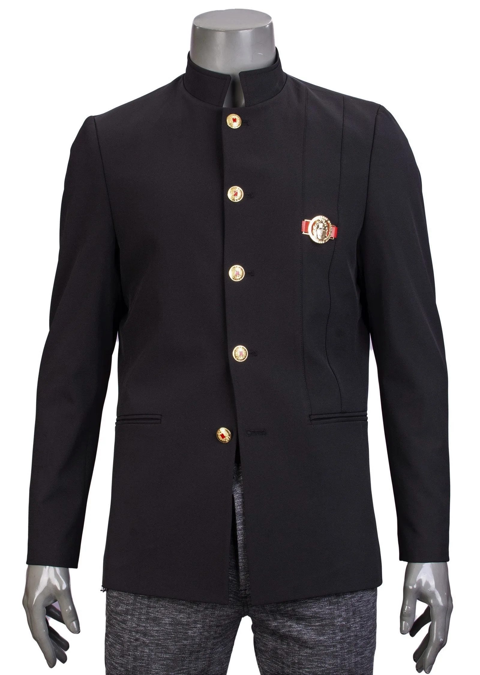 Black Gold Mandarin Collar Blazer