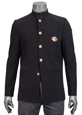 Black Gold Mandarin Collar Blazer