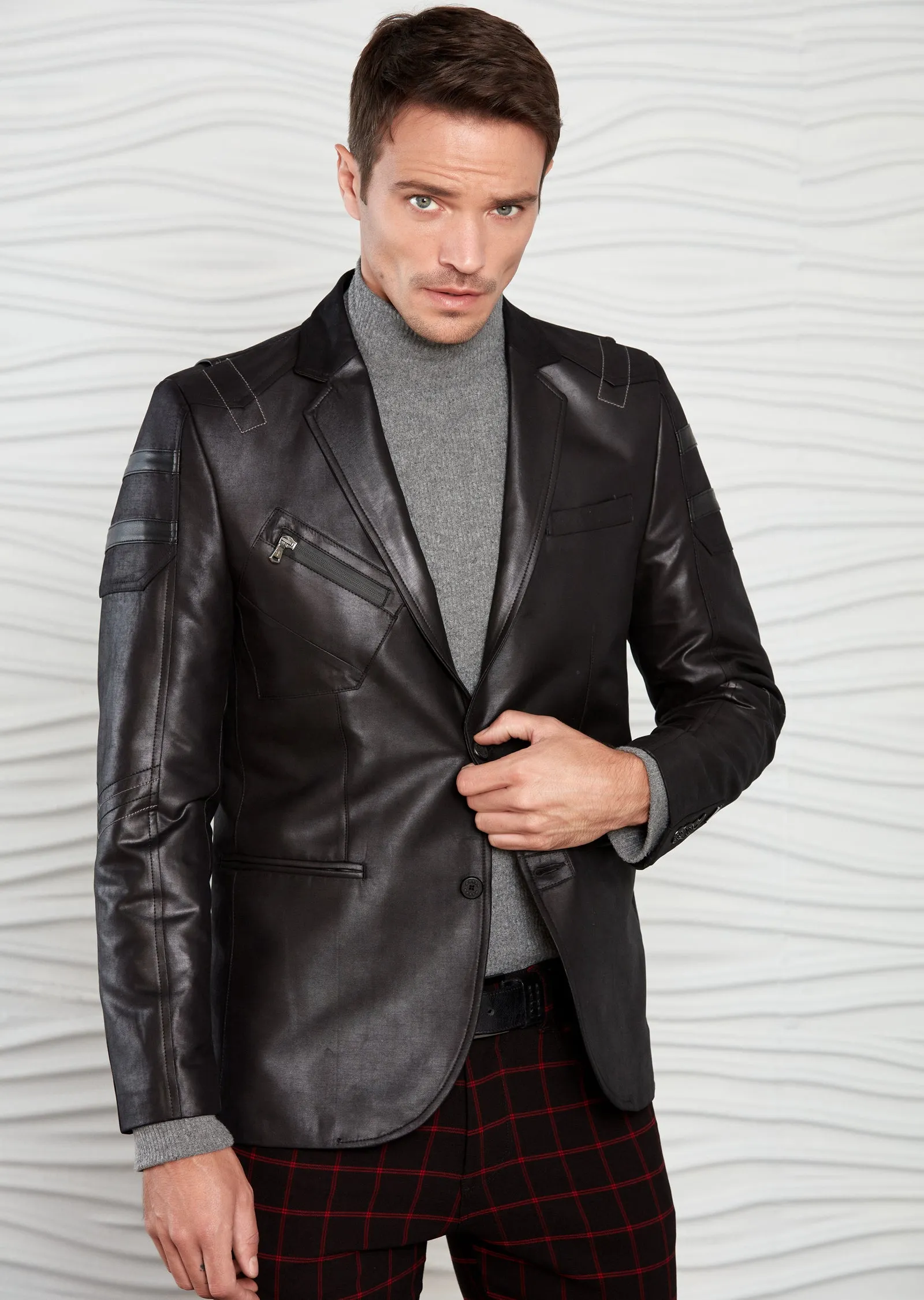 Black Waxed Cotton Blazer