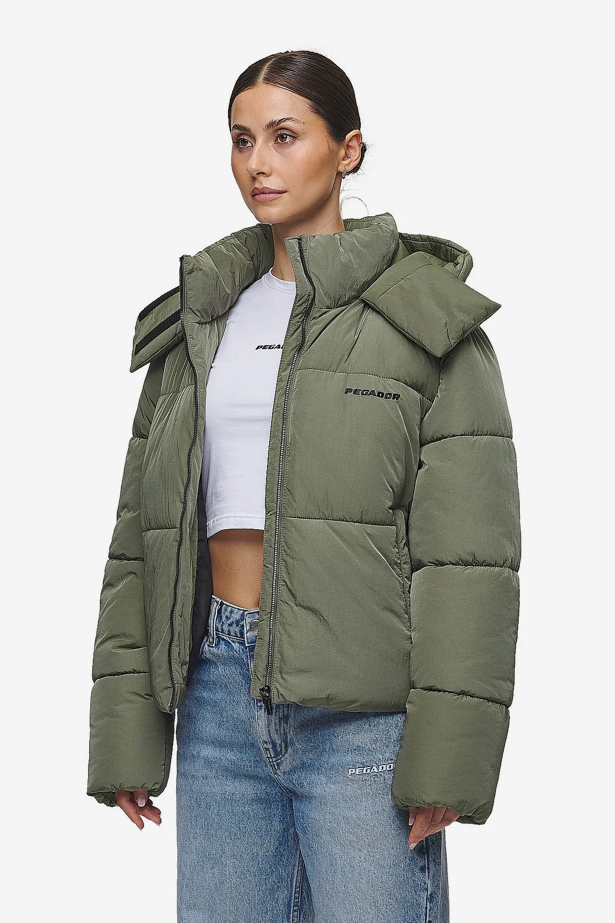 Blanca Crushed Puffer Jacket Mud Olive