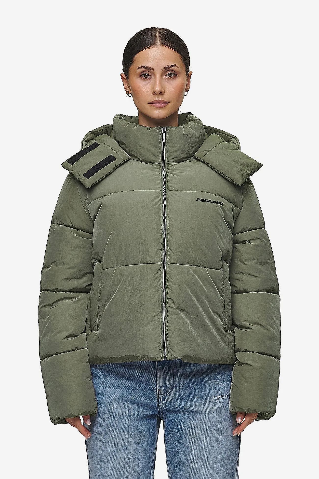 Blanca Crushed Puffer Jacket Mud Olive