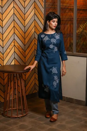 Bloom Blue Cotton Kurta And Pants