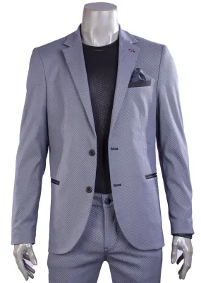 Blue Tonal Stripe Stretch Blazer