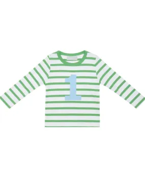 Bob and Blossom Grass Green and White Striped Number T-Shirt