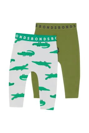 Bonds Roomies 2 Pack Legging - Crocodile Stomp/Khaki