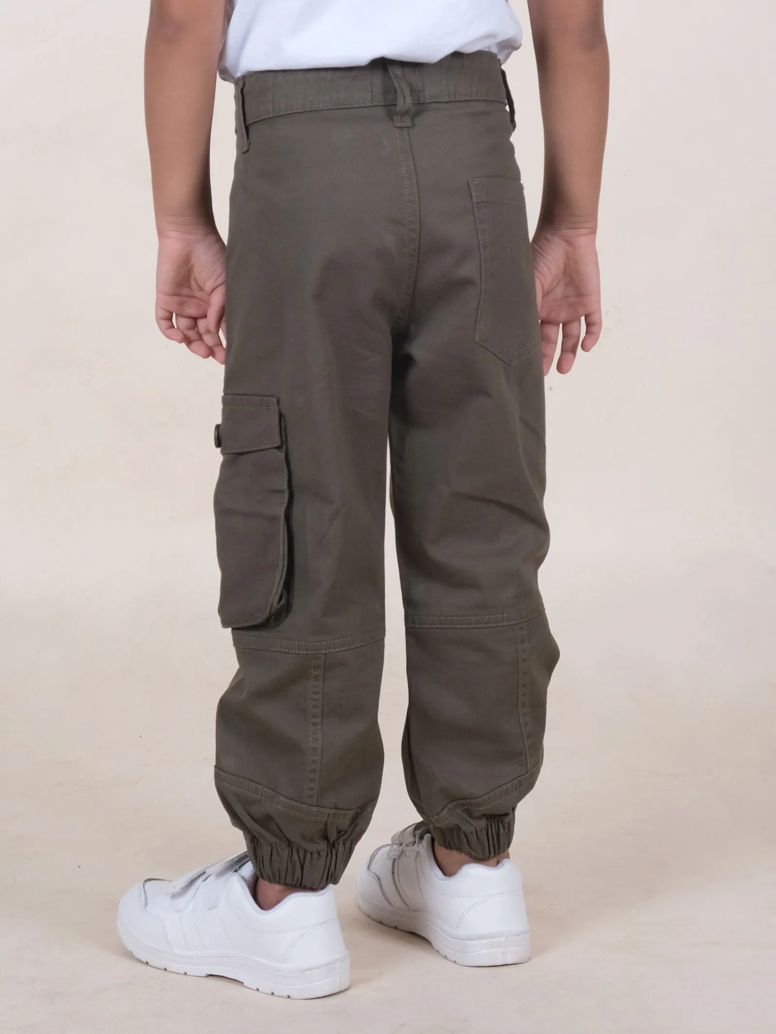 Boys Cotton Solid Cargo Pant