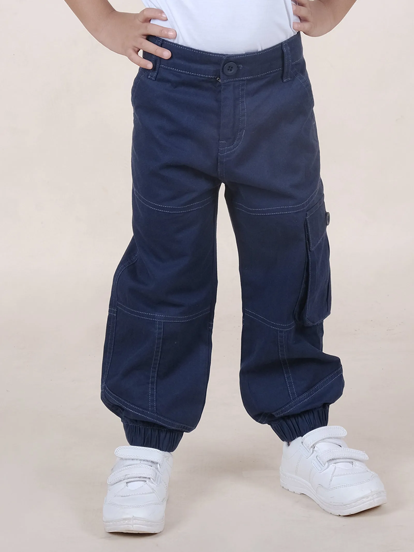 Boys Cotton Solid Cargo Pant