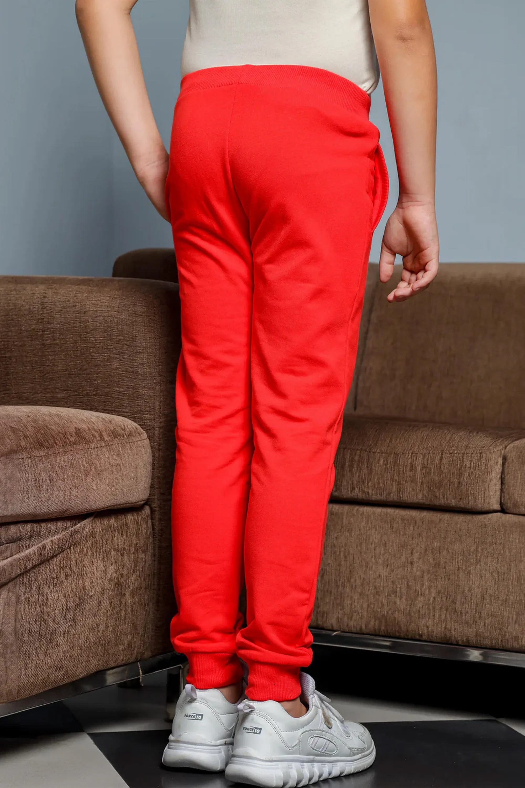 Boys Regular Fit Red Cotton Blend Trousers