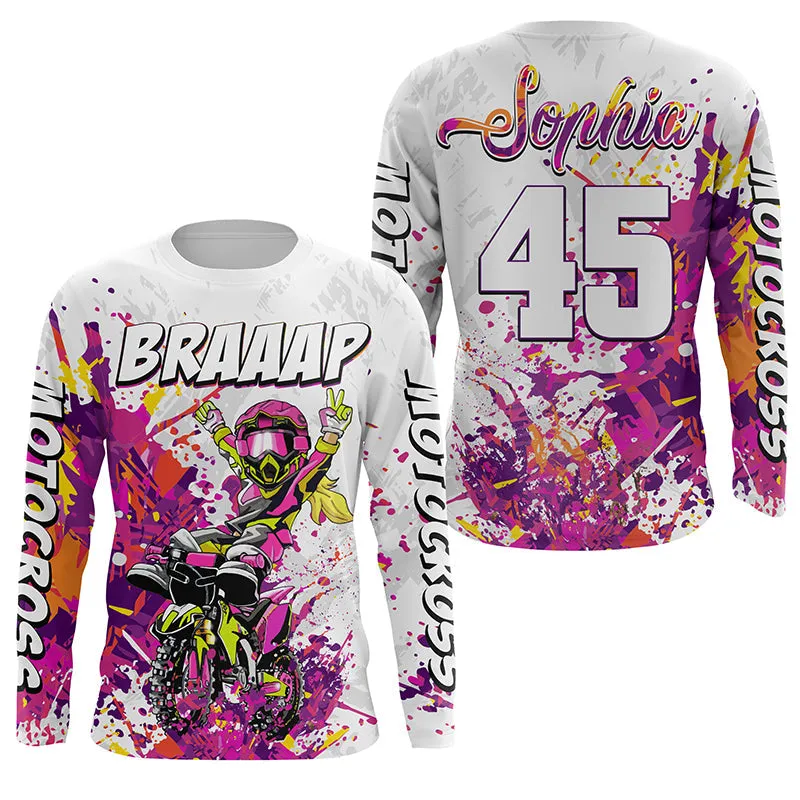 Braaap Girl Personalized Motocross Jersey Women Biker MX Racing Off-road Dirt Bike Shirt