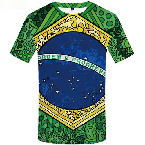 Brazil T-shirt Men Green T-shirts 3d Star Tshirt Anime Ball Tshirts Novelty Short Sleeve Fashion Mens S-5XL Male Sport