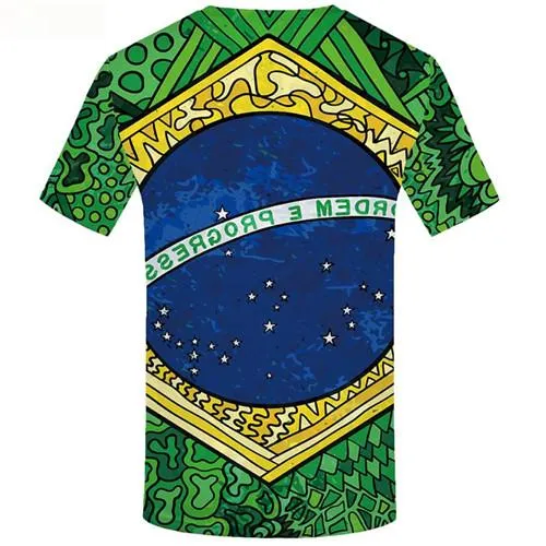 Brazil T-shirt Men Green T-shirts 3d Star Tshirt Anime Ball Tshirts Novelty Short Sleeve Fashion Mens S-5XL Male Sport