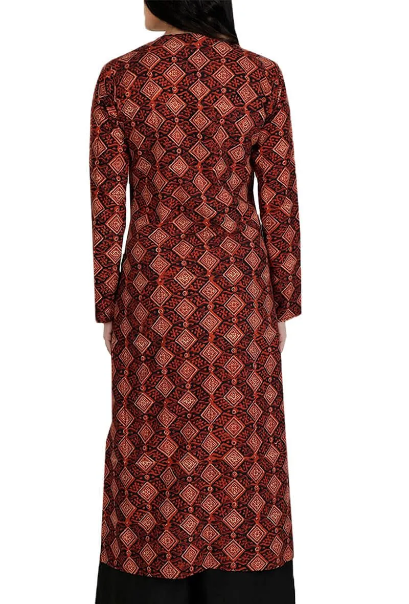 Brown Ajrakh Cotton Kurta