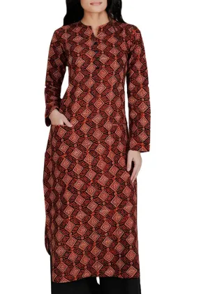 Brown Ajrakh Cotton Kurta