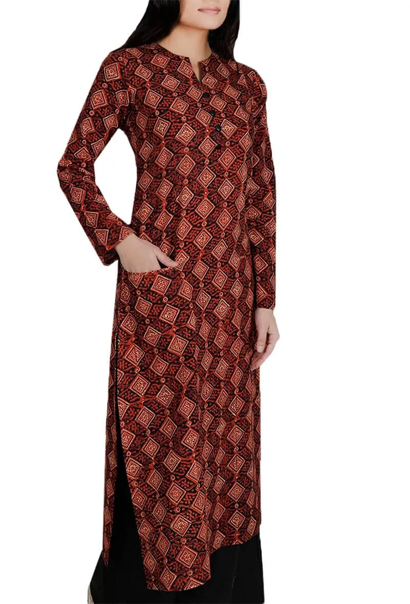 Brown Ajrakh Cotton Kurta