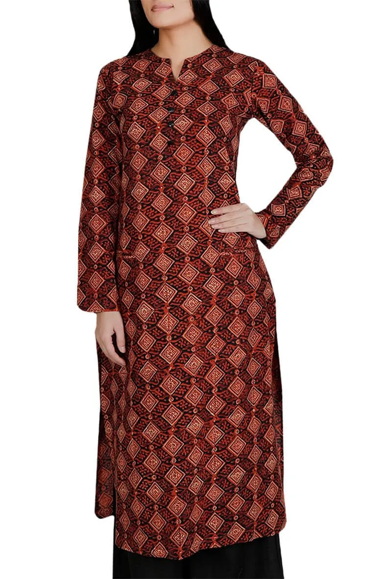 Brown Ajrakh Cotton Kurta