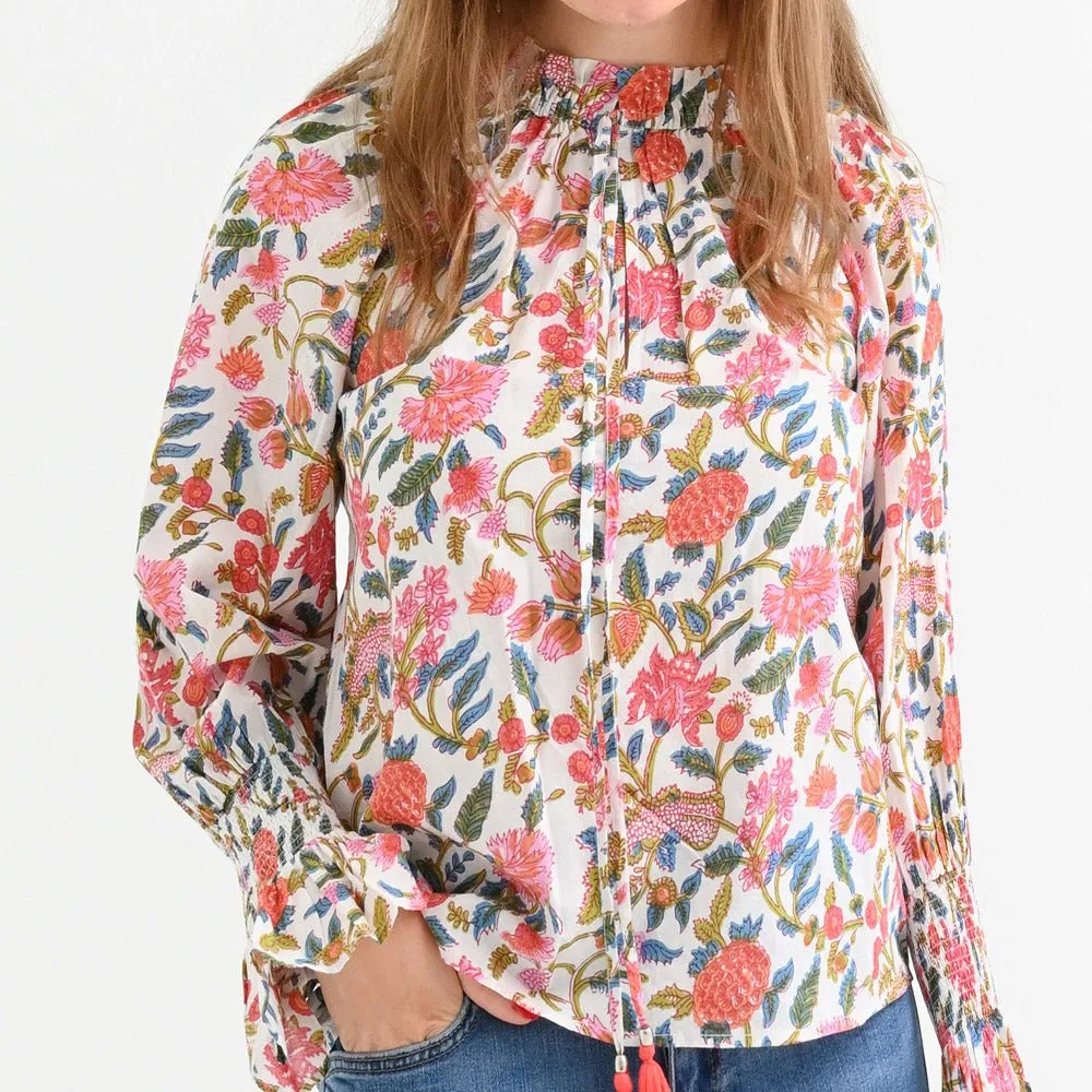 Cabana Garden Flounce Sleeve Blouse