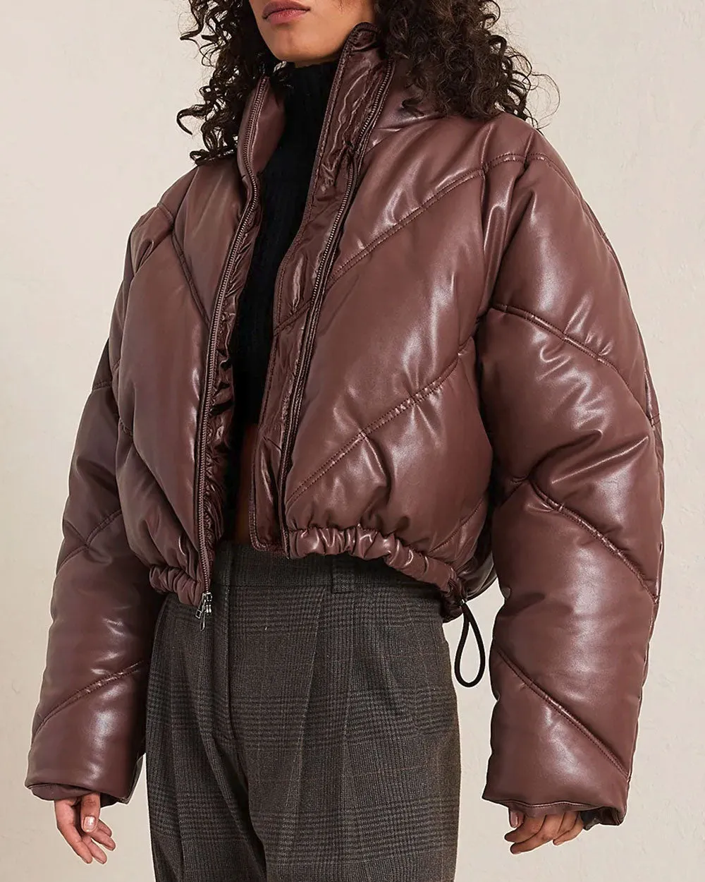 Caffe Morrison Vegan Leather Puffer Jacket