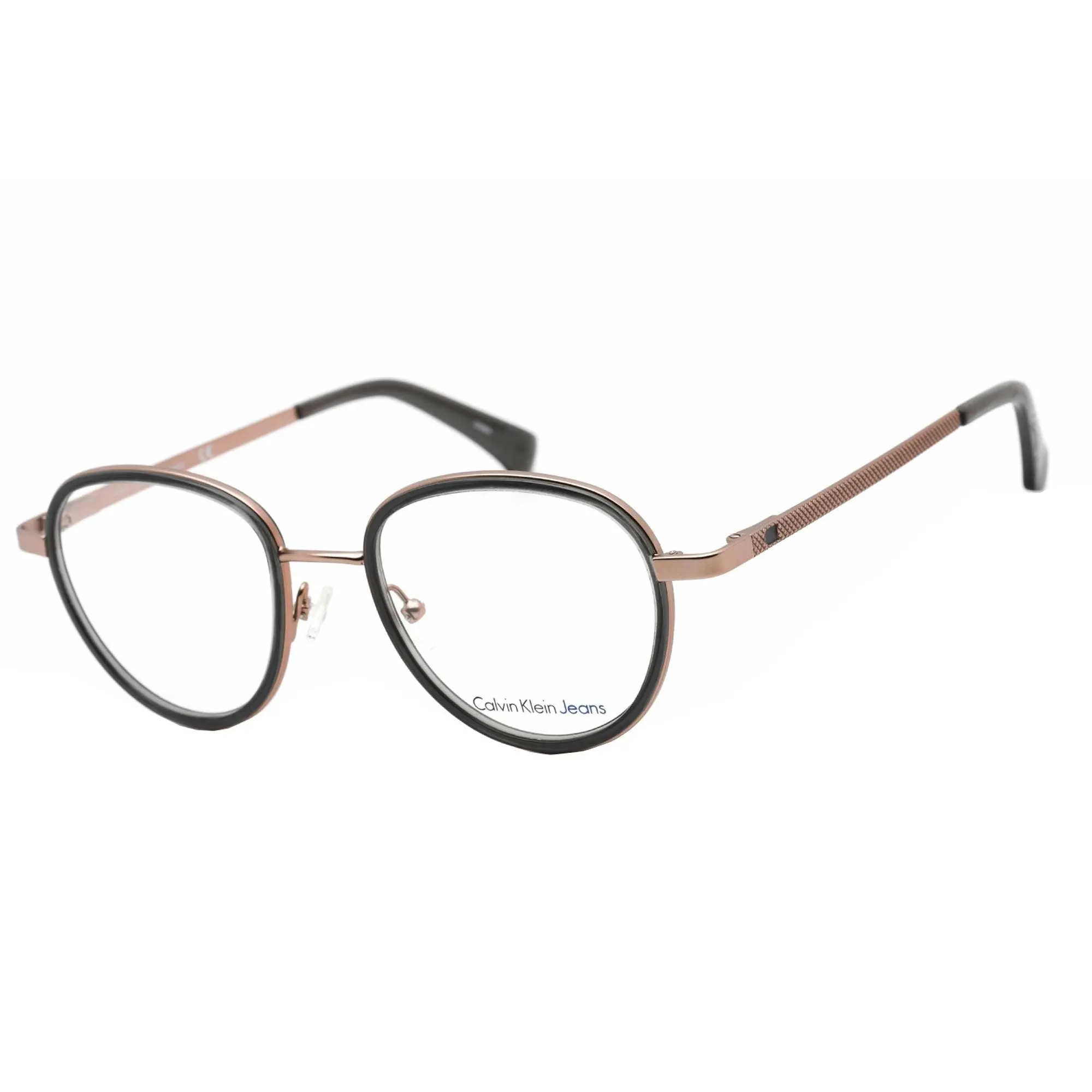 Calvin Klein Jeans Unisex Eyeglasses - Crystal Smoke Round Metal Frame | CKJ156AF 005