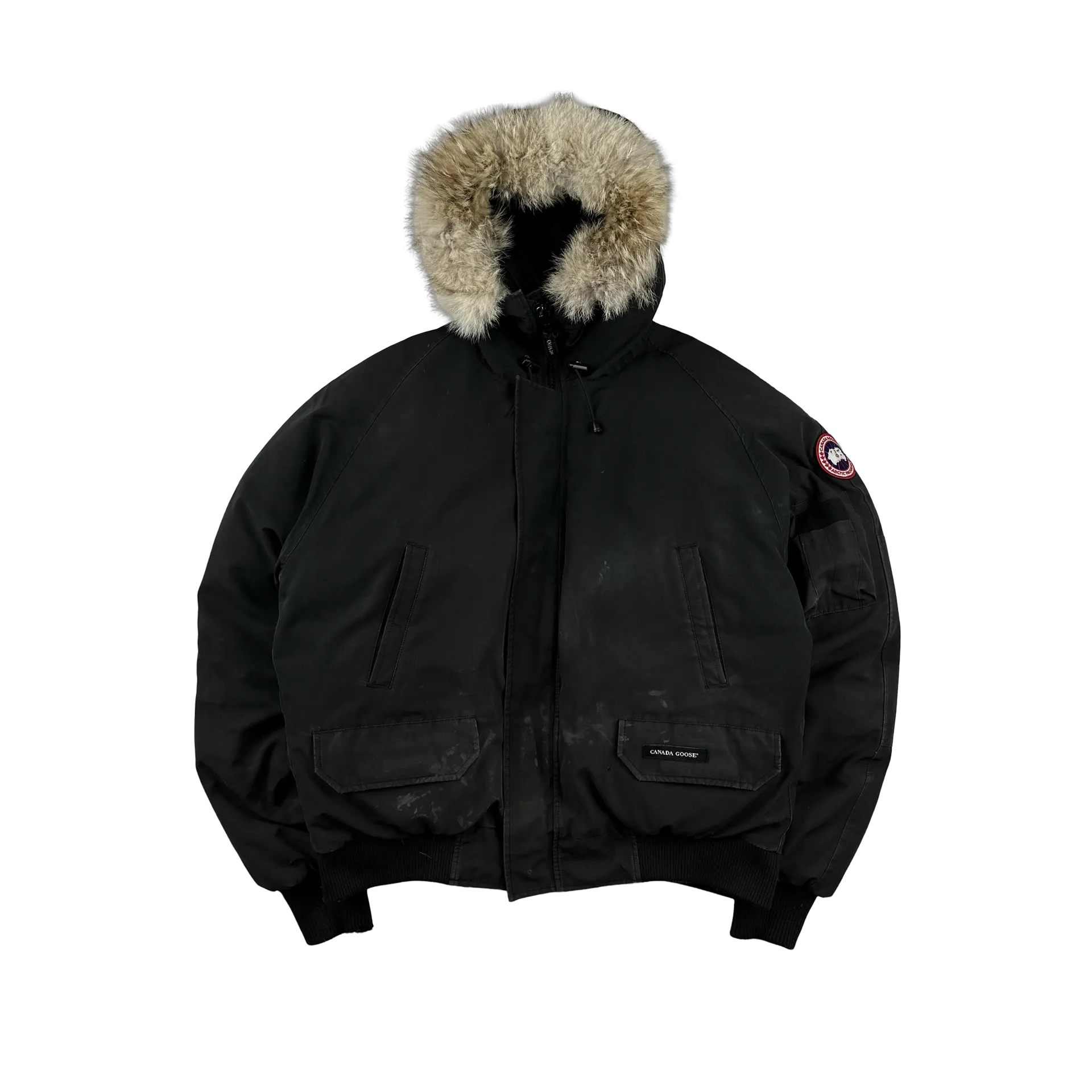 Canada Goose Black Down Chilliwack Coyote Fur Puffer Jacket - XL