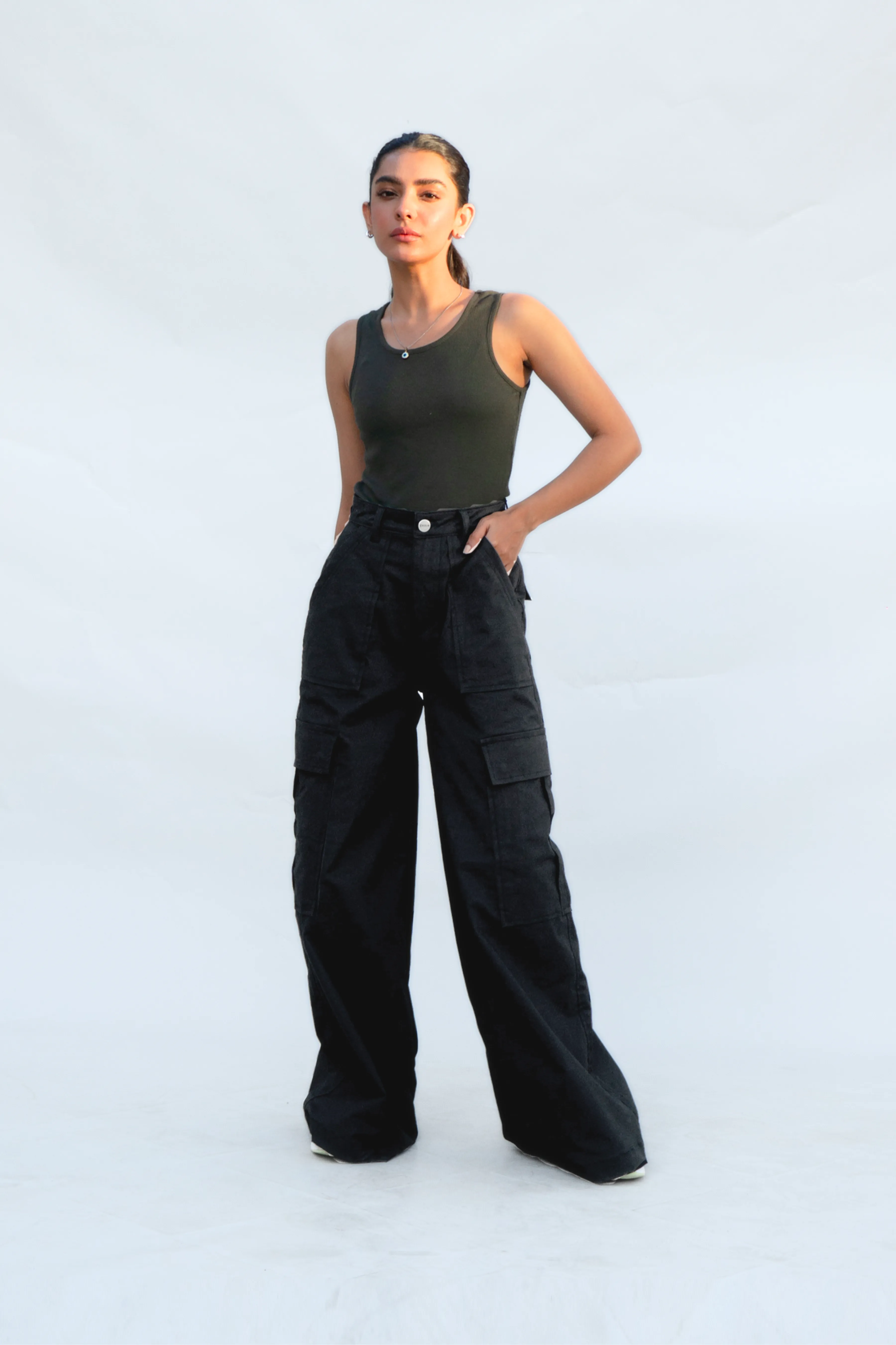 Cargo Super Wide Leg Black