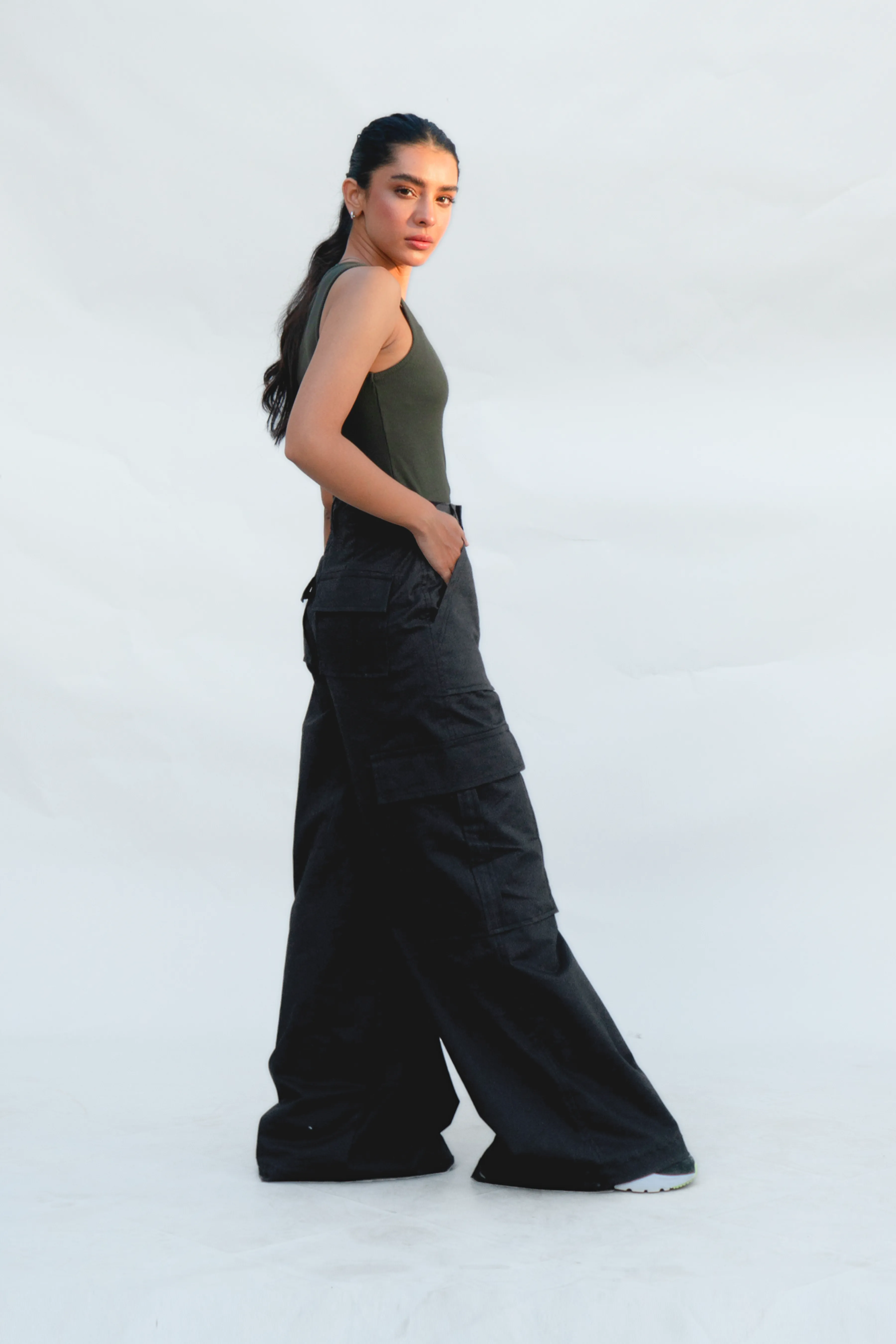 Cargo Super Wide Leg Black